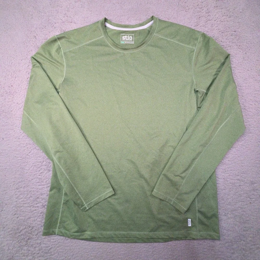 Stio Hylas Crew Shirt Mens XL Green Sun UPF 50 Lightweight Performance Outdoors